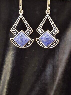 Lapis Lazuli Gemstone Handmade Drop Dangle Earrings  326 NWOT